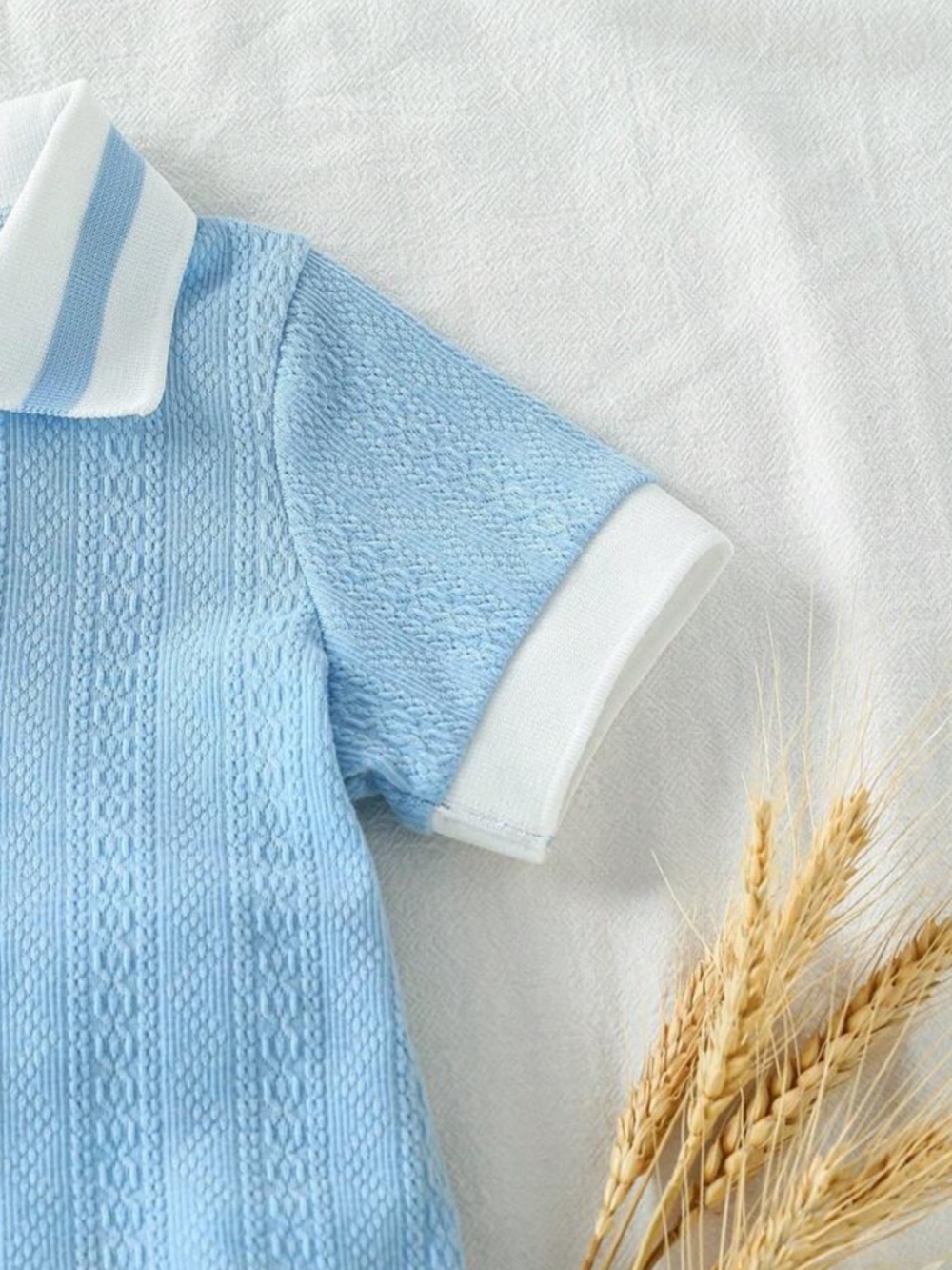Toddler Boy Blue Knit Polo Top Set - 12-18M - Picture 5 of 8